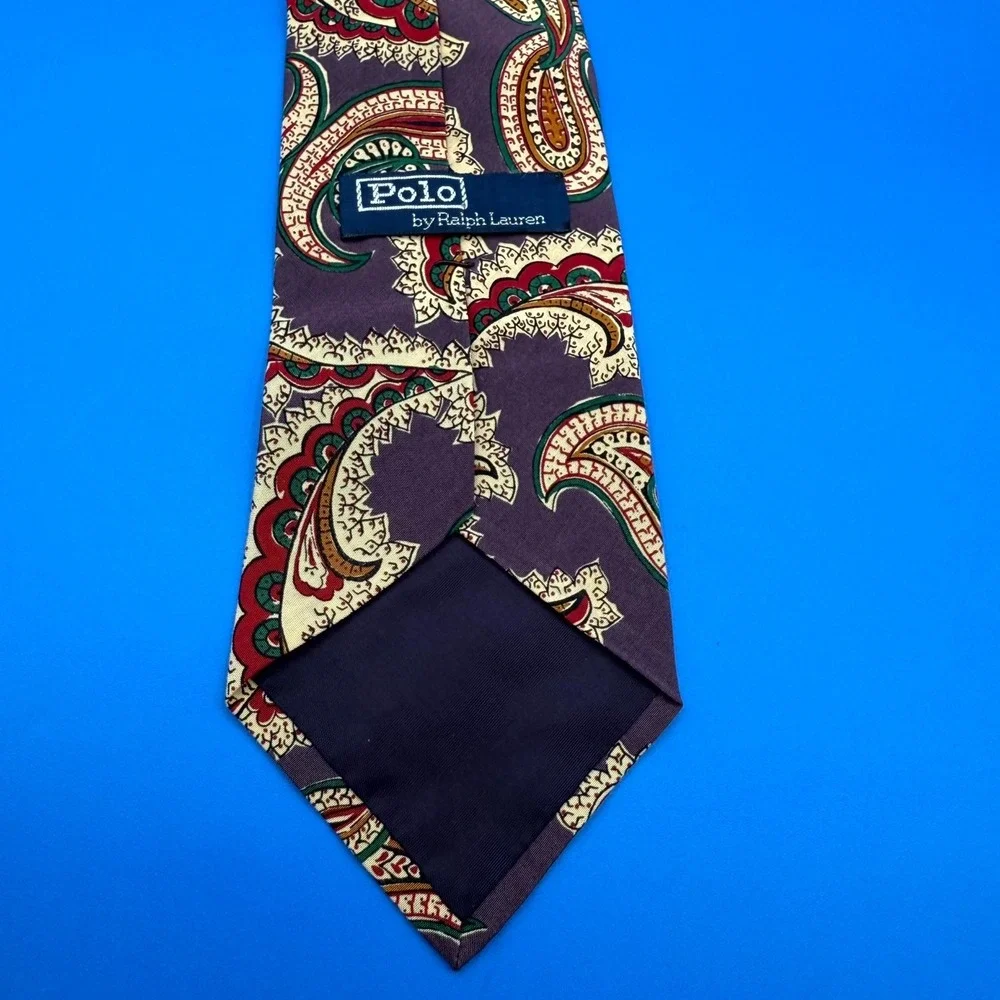 Vintage Polo by Ralph Lauren Tie Men's Purple Paisley Print 100% Silk‎ Classic
